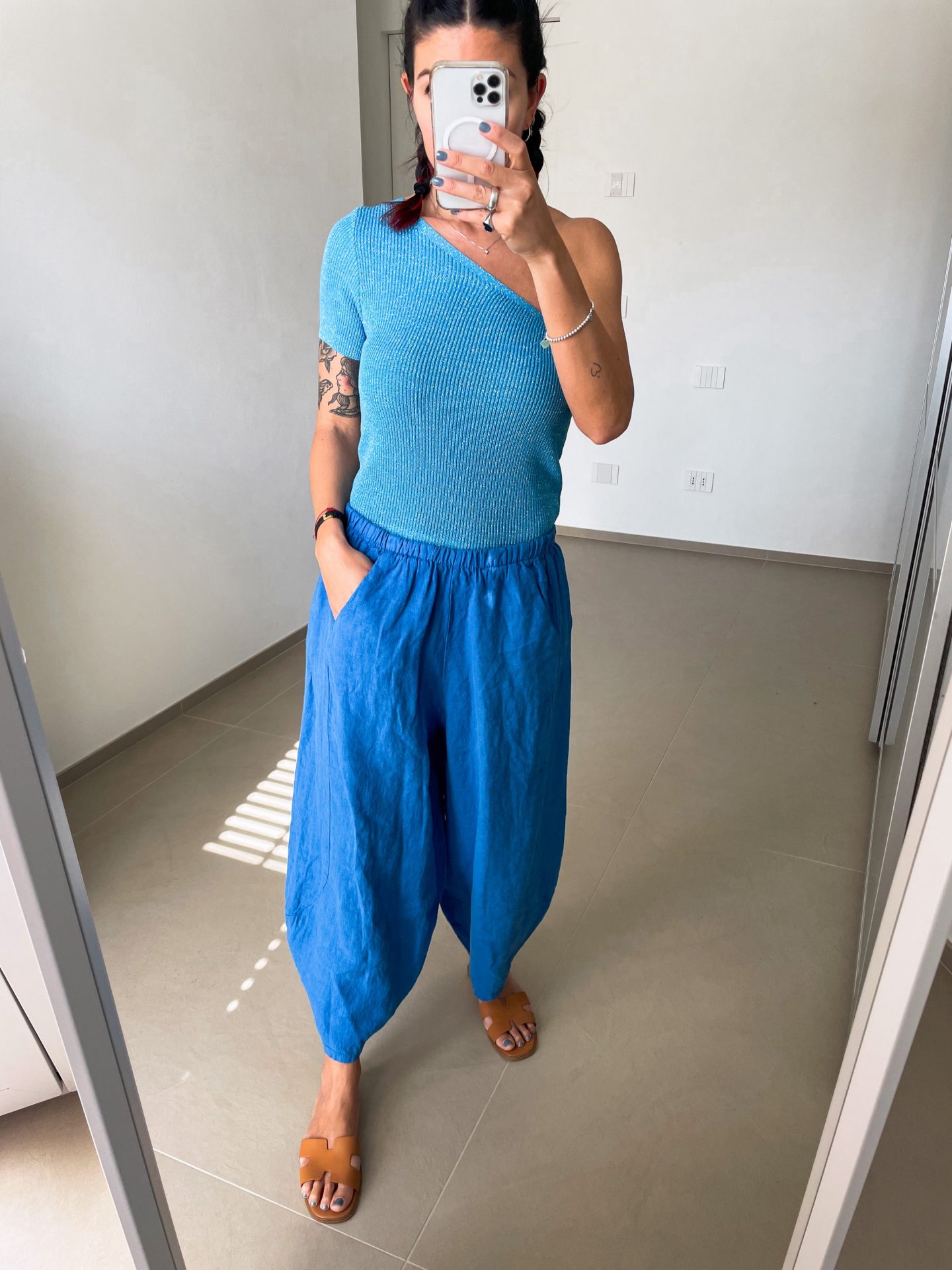 Panta Tabita Puro Lino Blu - immagine 3