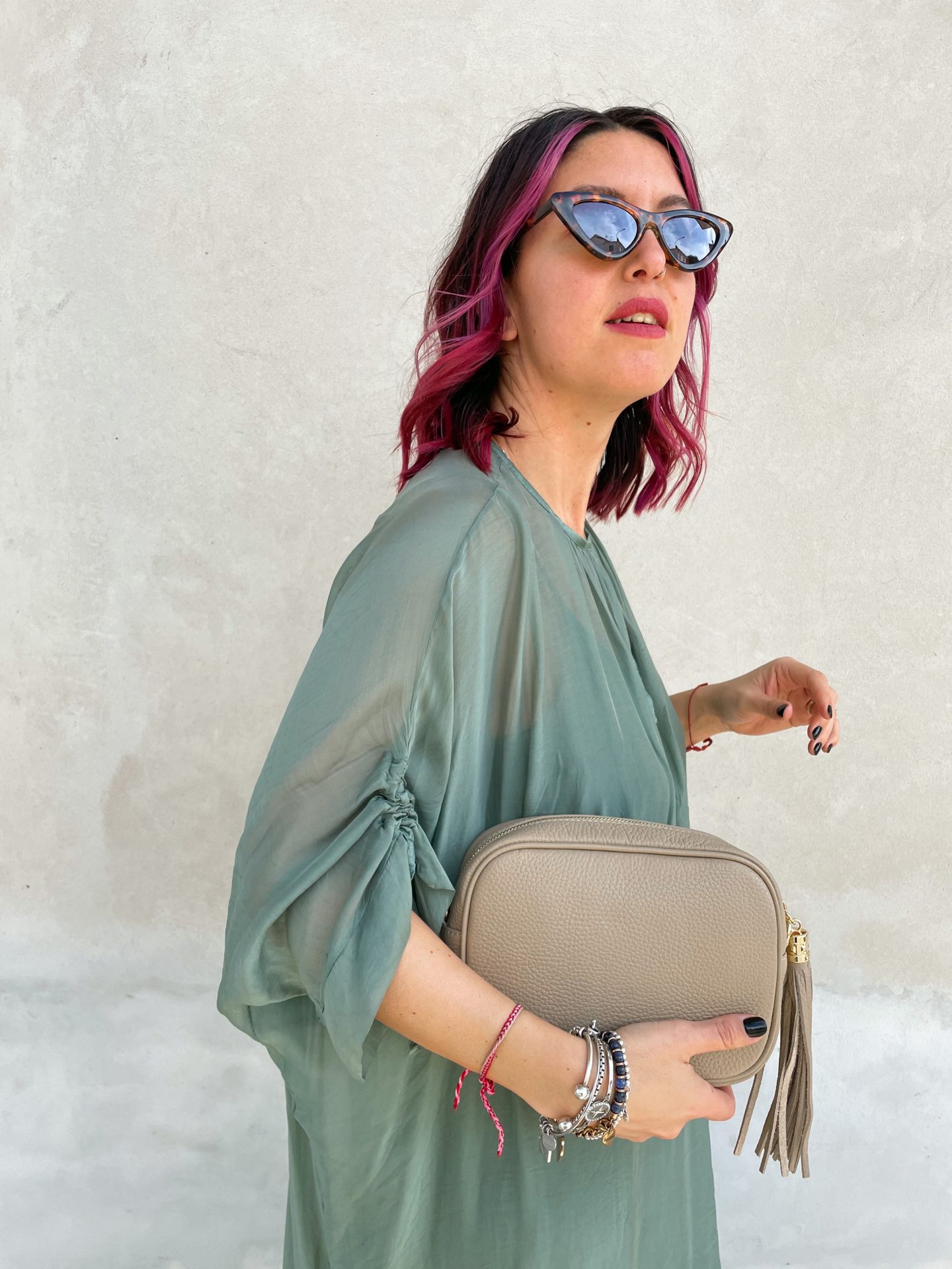 Maxi Abito Misto Seta Verdone - immagine 4