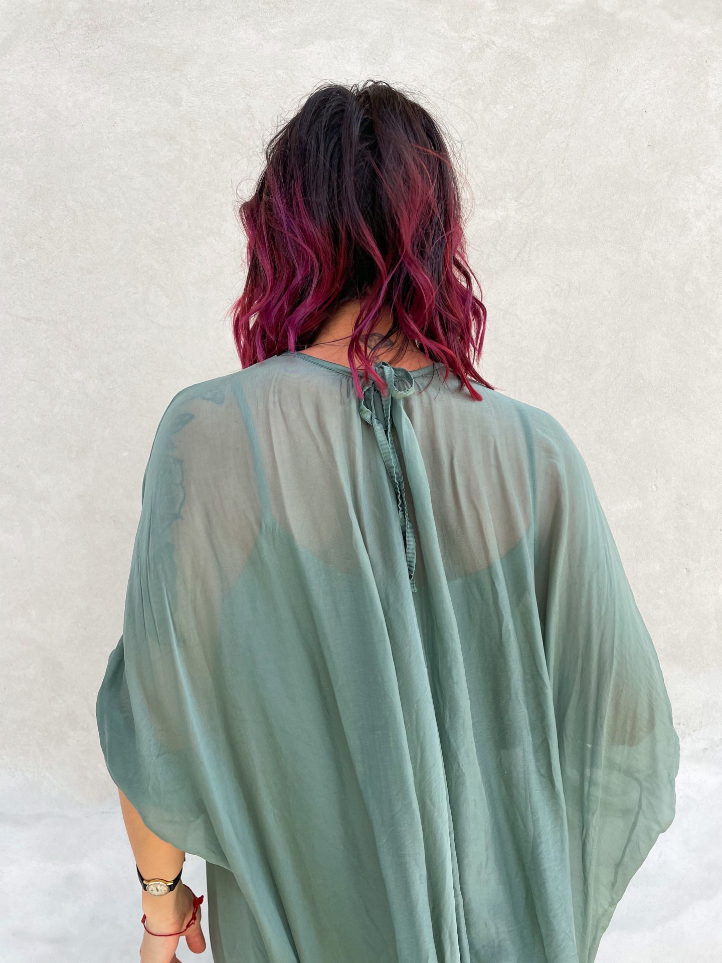 Maxi Abito Misto Seta Verdone - immagine 5