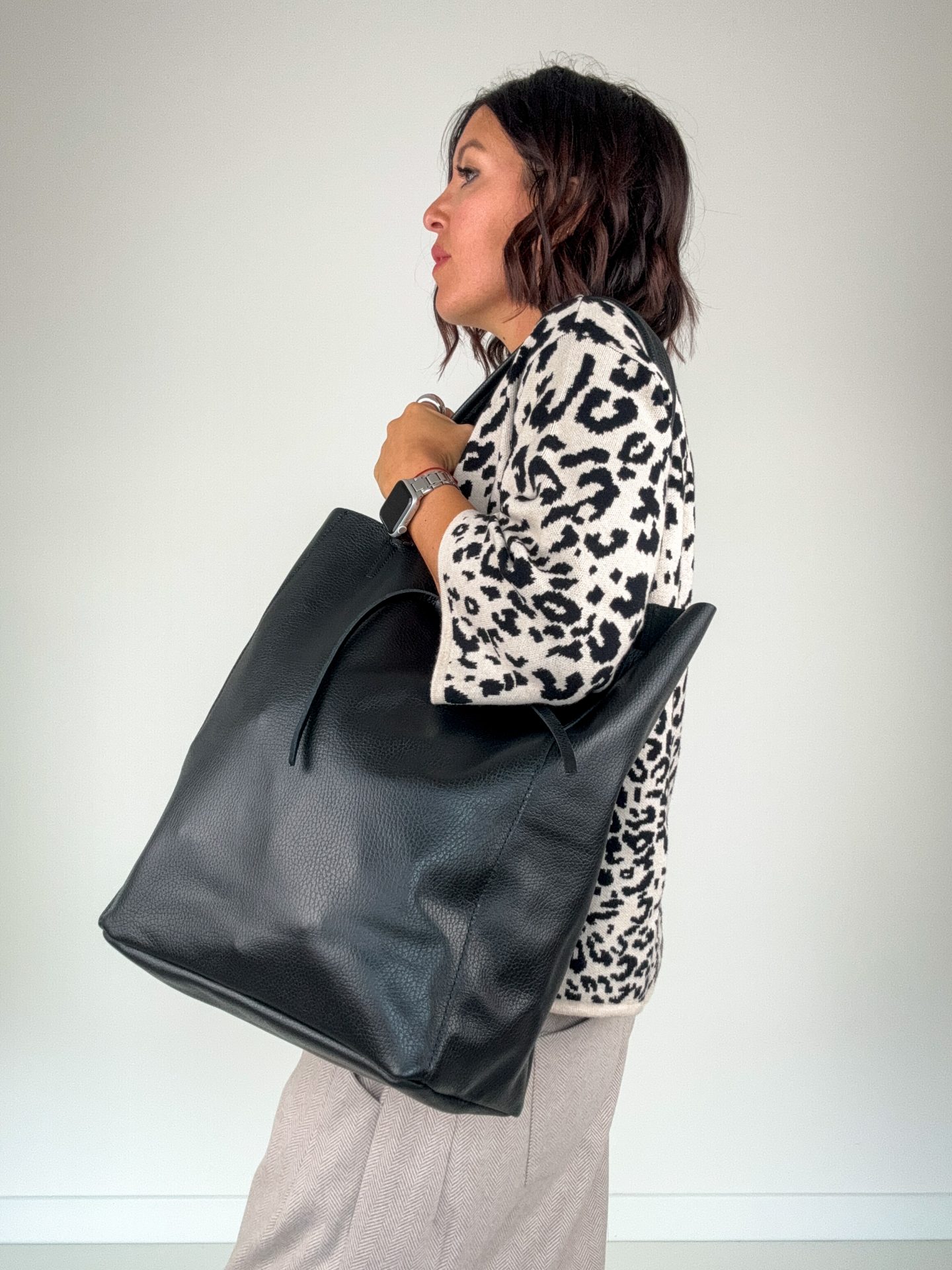 Shopper Vera Pelle Nero - immagine 3