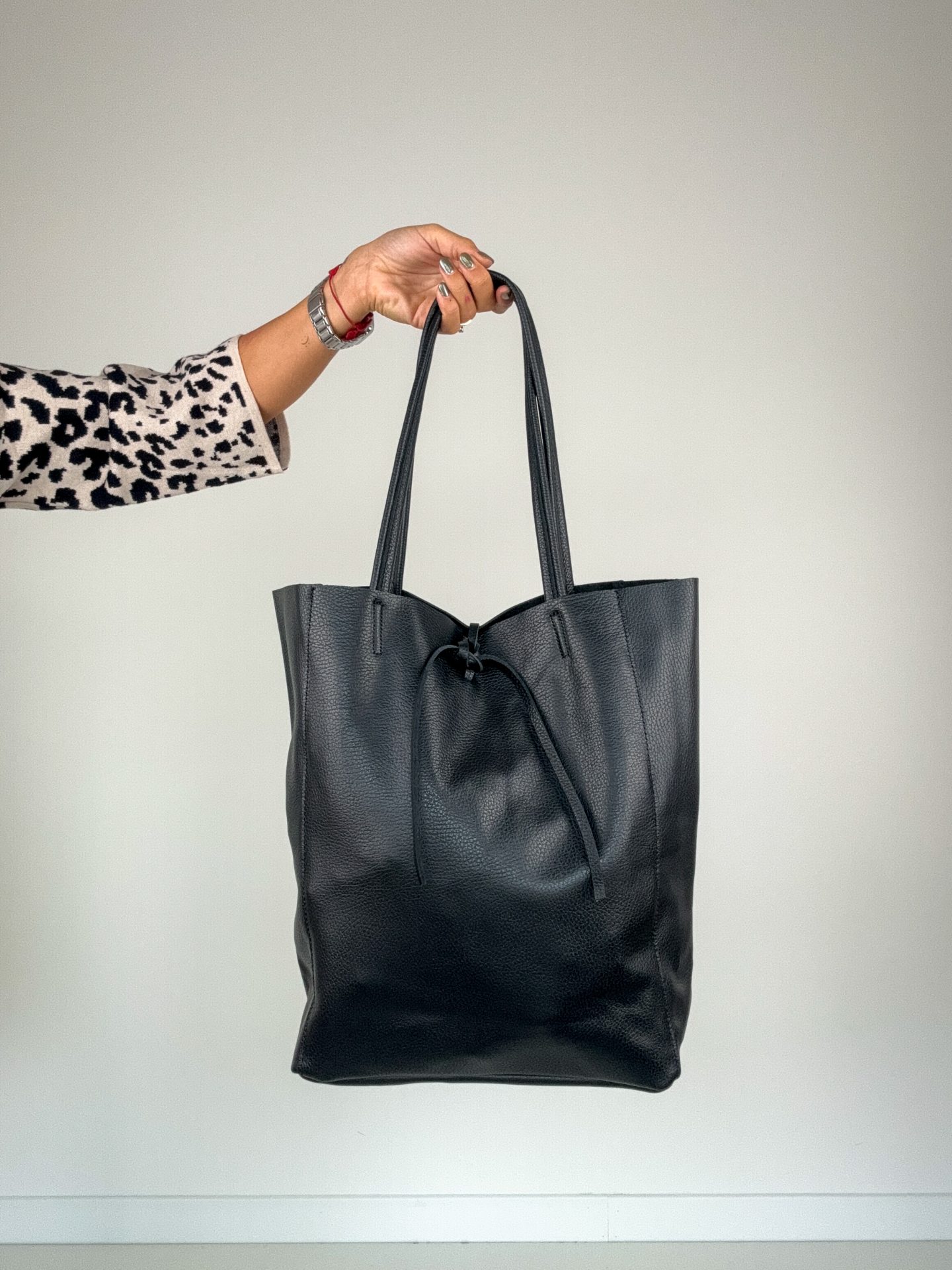 Shopper Vera Pelle Nero - immagine 2