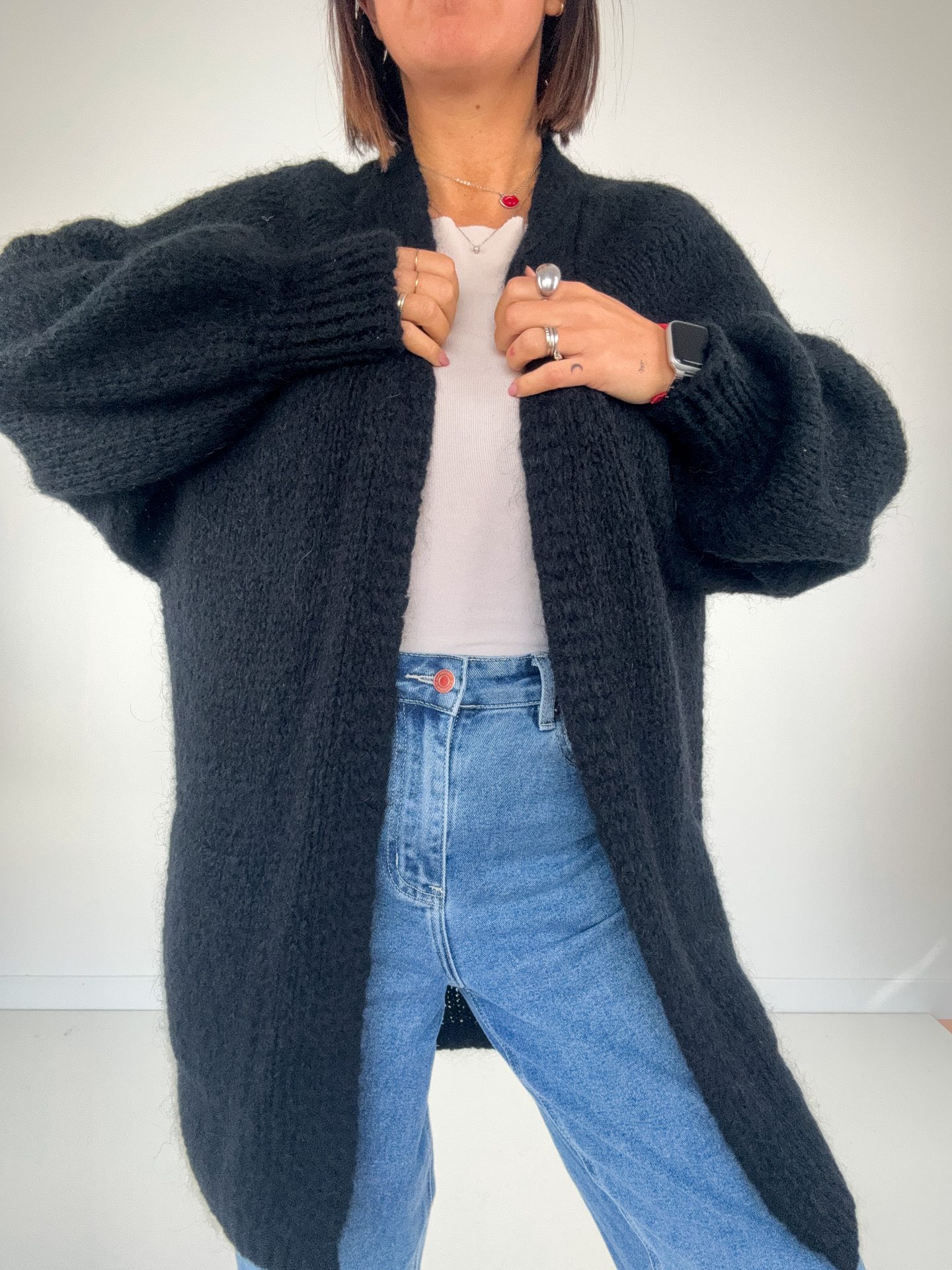 Cardigan Mohair Aperto Nero (Copia)