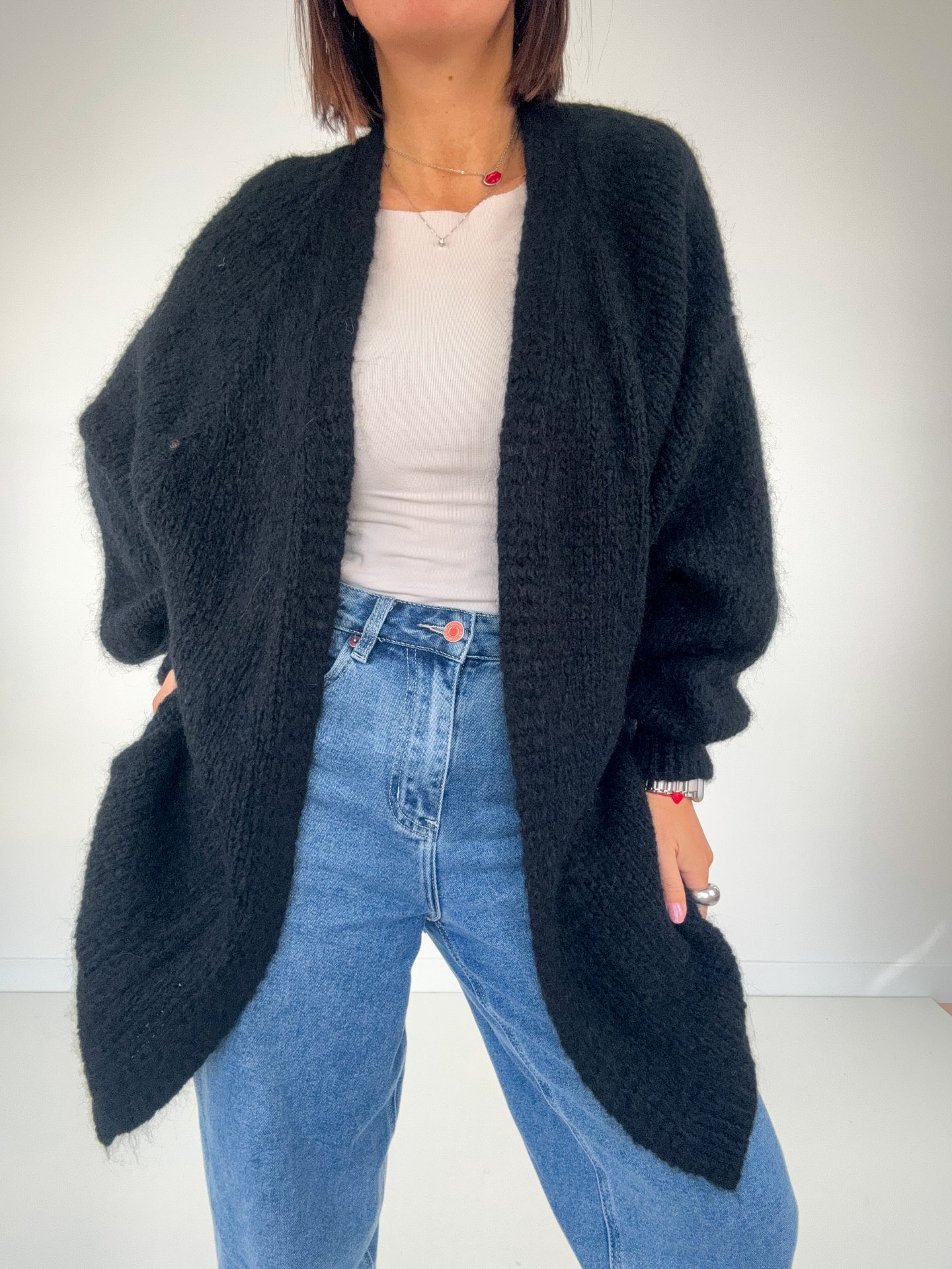 Cardigan Mohair Aperto Nero (Copia) - immagine 7