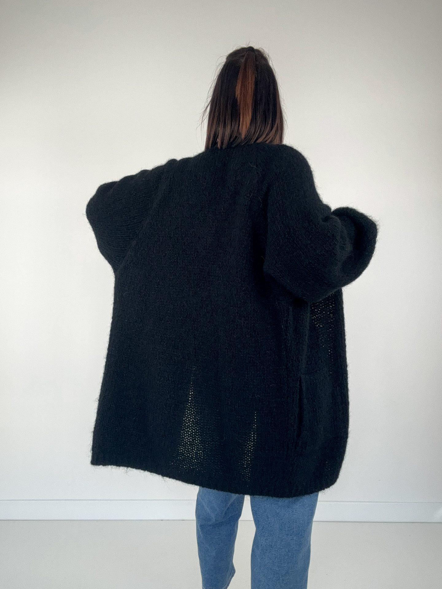Cardigan Mohair Aperto Nero (Copia) - immagine 3