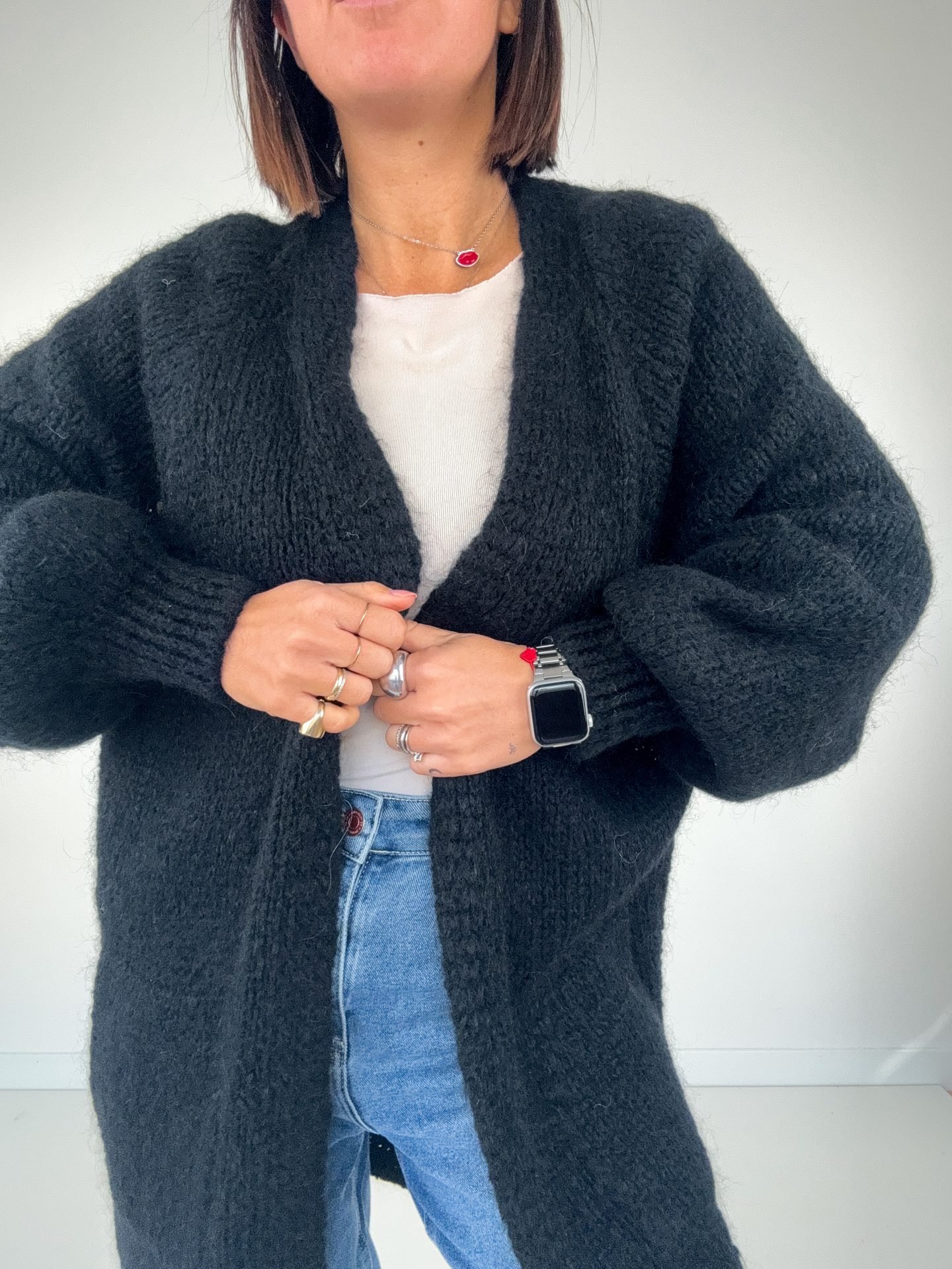 Cardigan Mohair Aperto Nero (Copia) - immagine 5