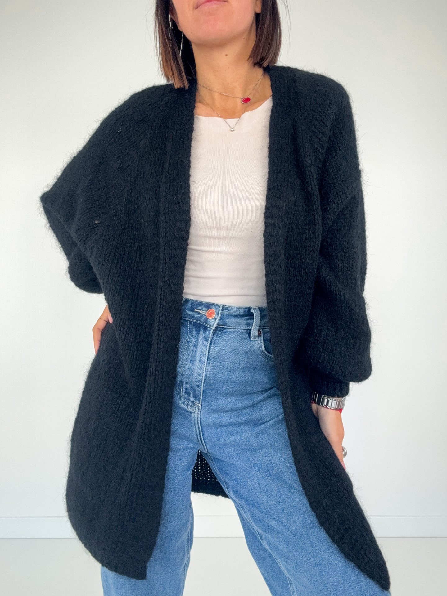 Cardigan Mohair Aperto Nero (Copia) - immagine 2