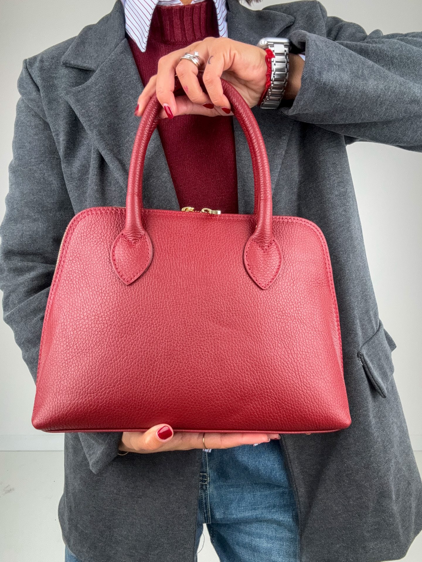 Borsa Boho Bordeaux Vera Pelle - immagine 2