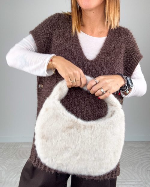 Pochette Eco Fur Latte