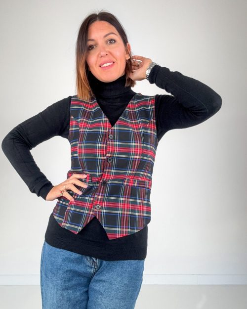 Gilet Tartan Blu