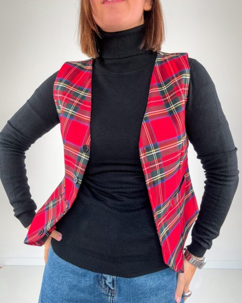 Gilet Tartan Rosso
