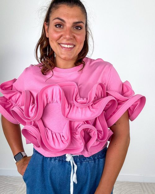 Top Rouches Rosa