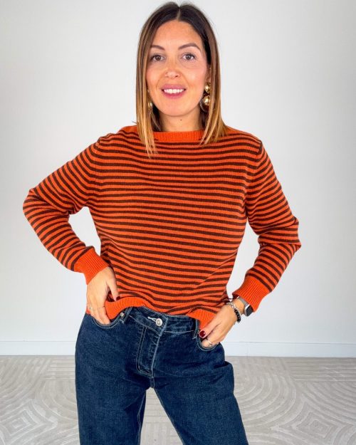 Pull Righe Lana & Cashmere Arancio