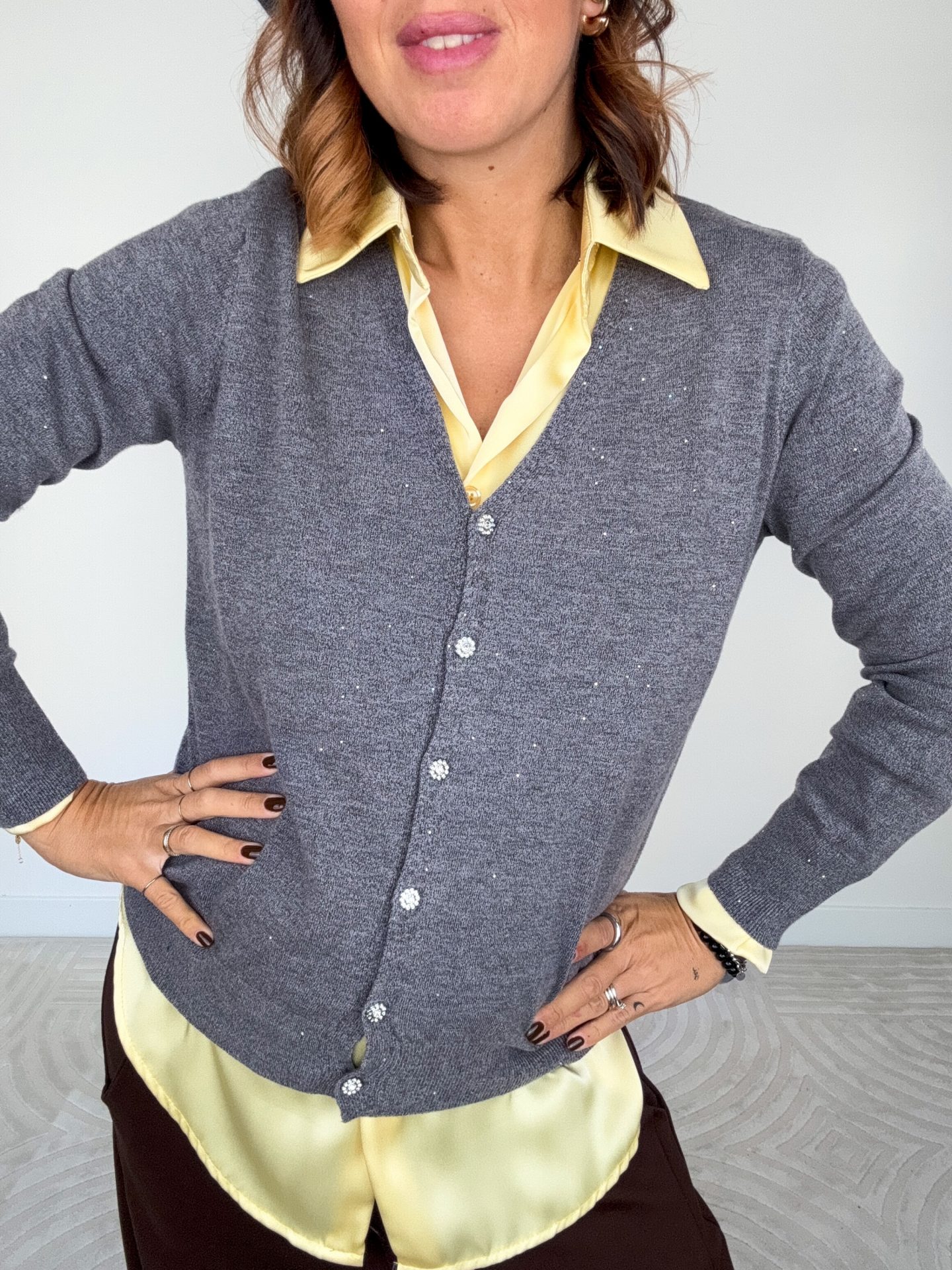 Cardigan Lurex Grigio - immagine 5