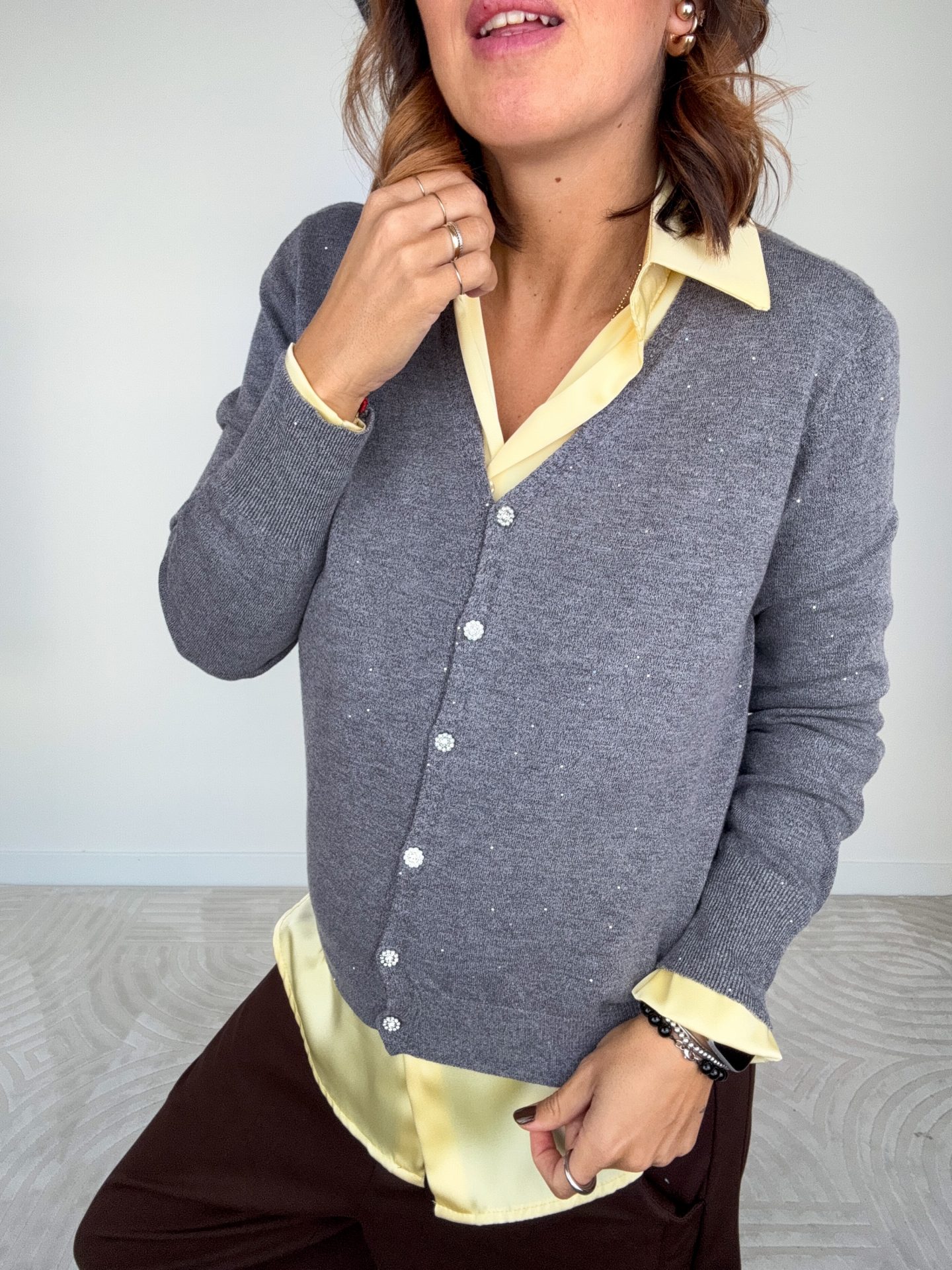 Cardigan Lurex Grigio - immagine 4