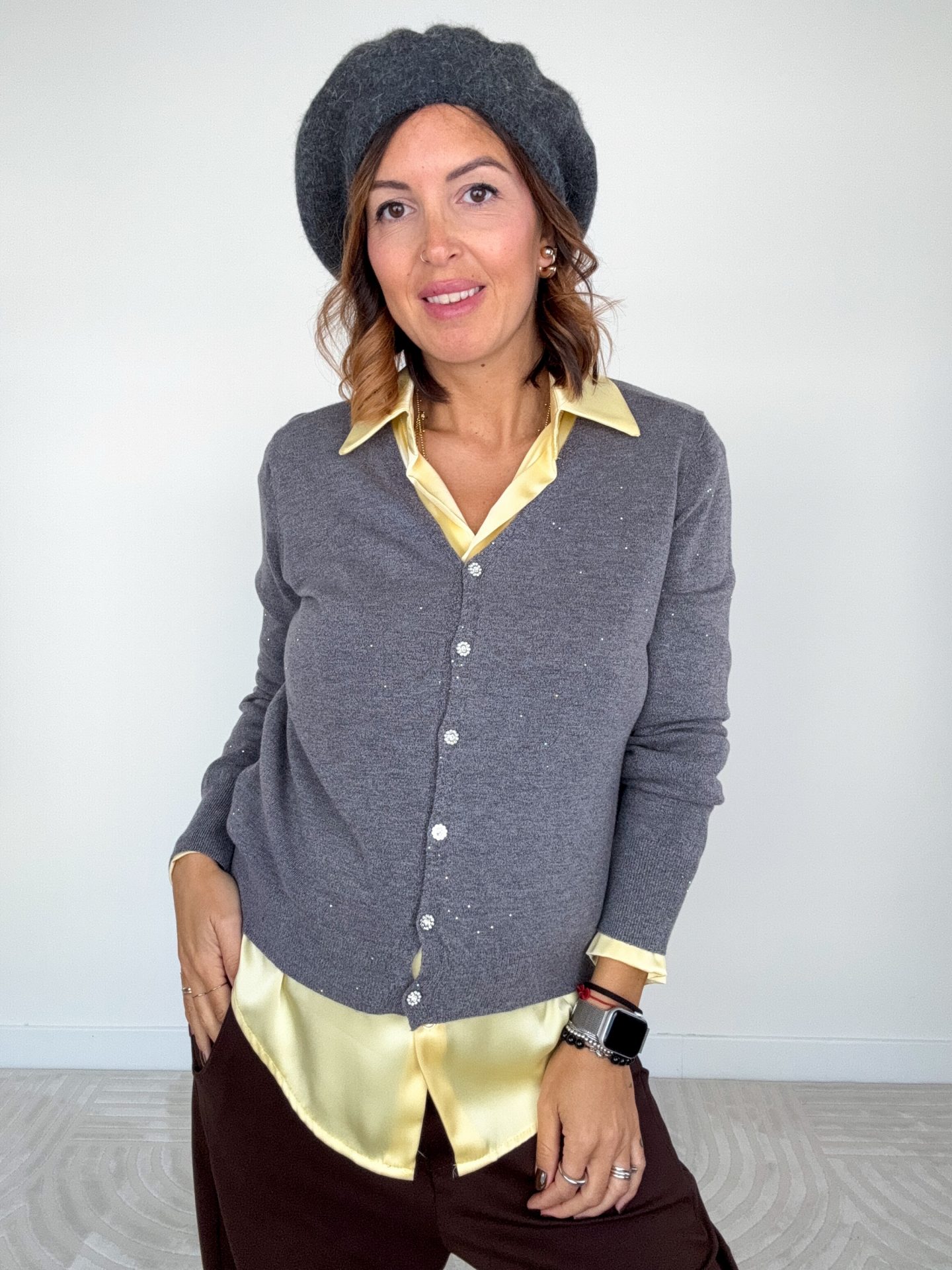 Cardigan Lurex Grigio - immagine 3