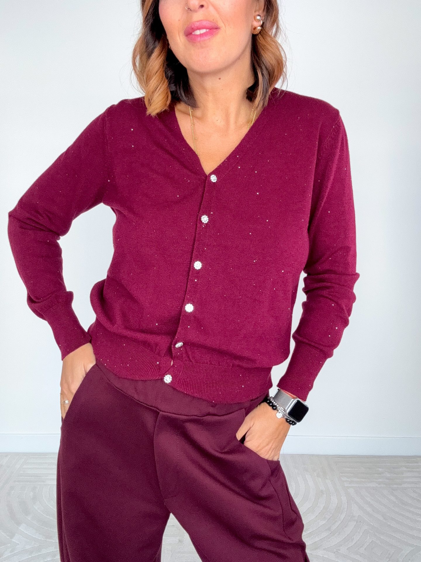 Cardigan Lurex Bordeaux - immagine 5
