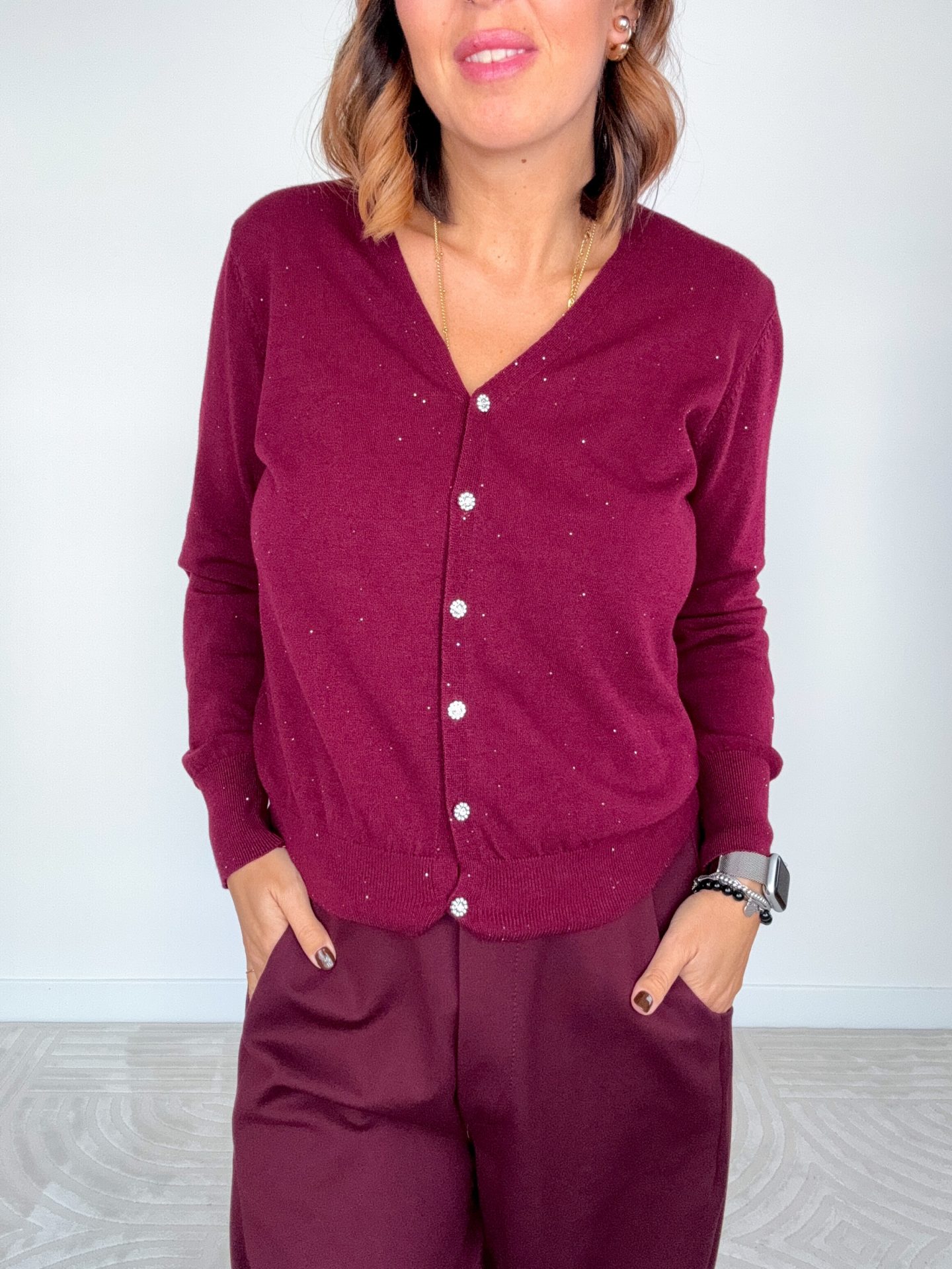 Cardigan Lurex Bordeaux - immagine 4