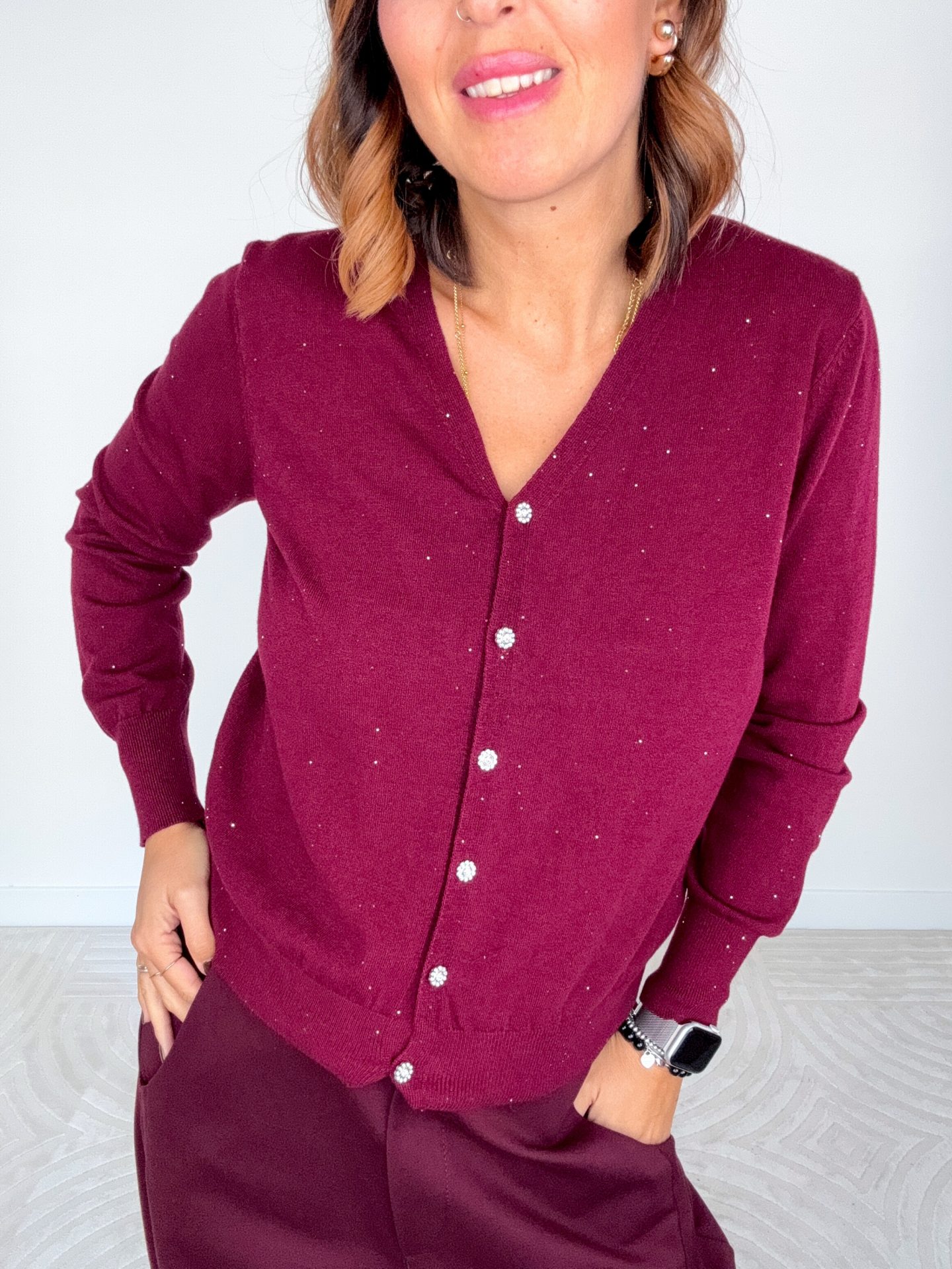 Cardigan Lurex Bordeaux - immagine 3