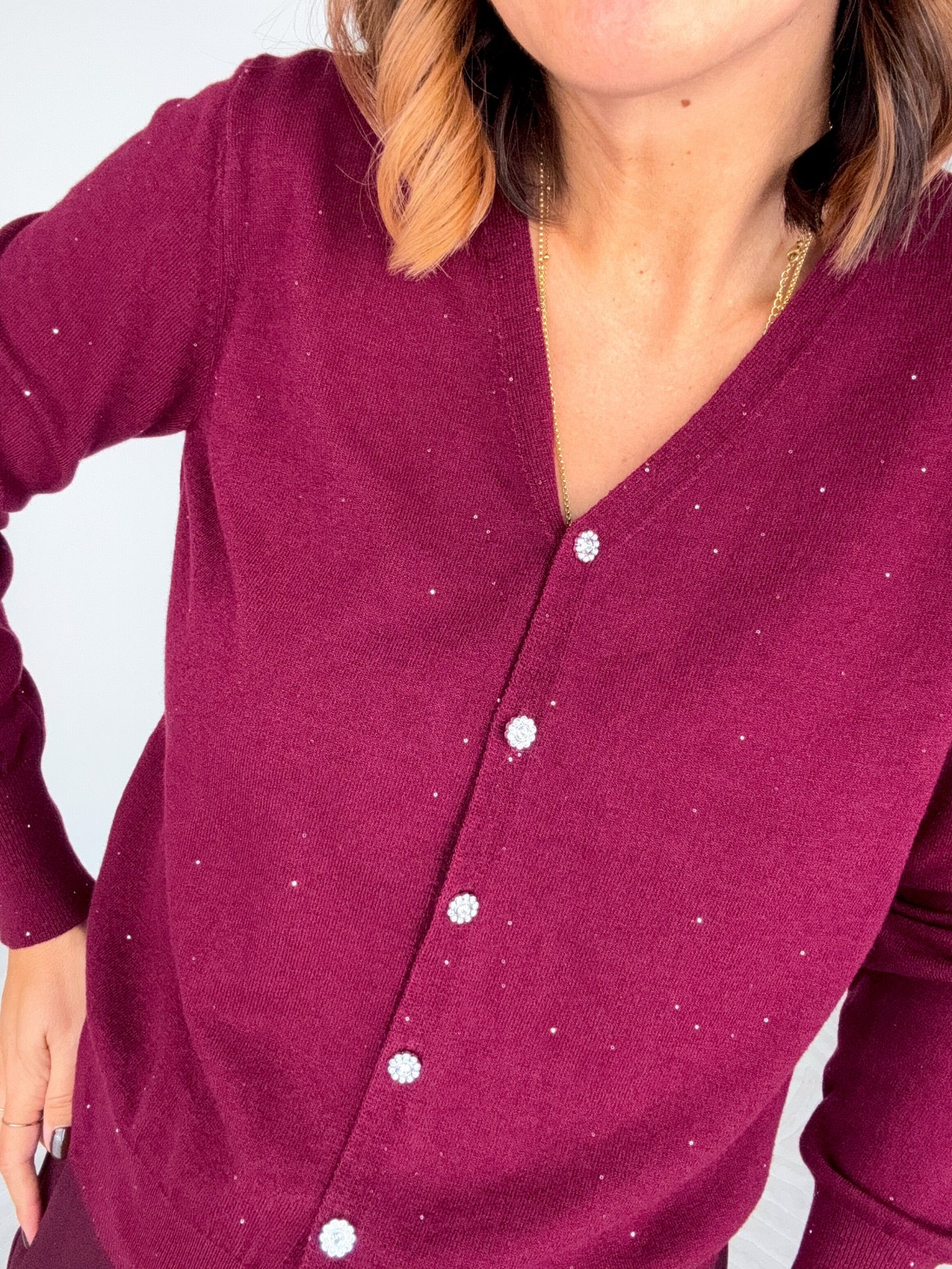 Cardigan Lurex Bordeaux - immagine 2