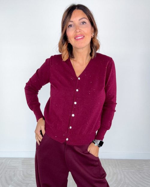 Cardigan Lurex Bordeaux