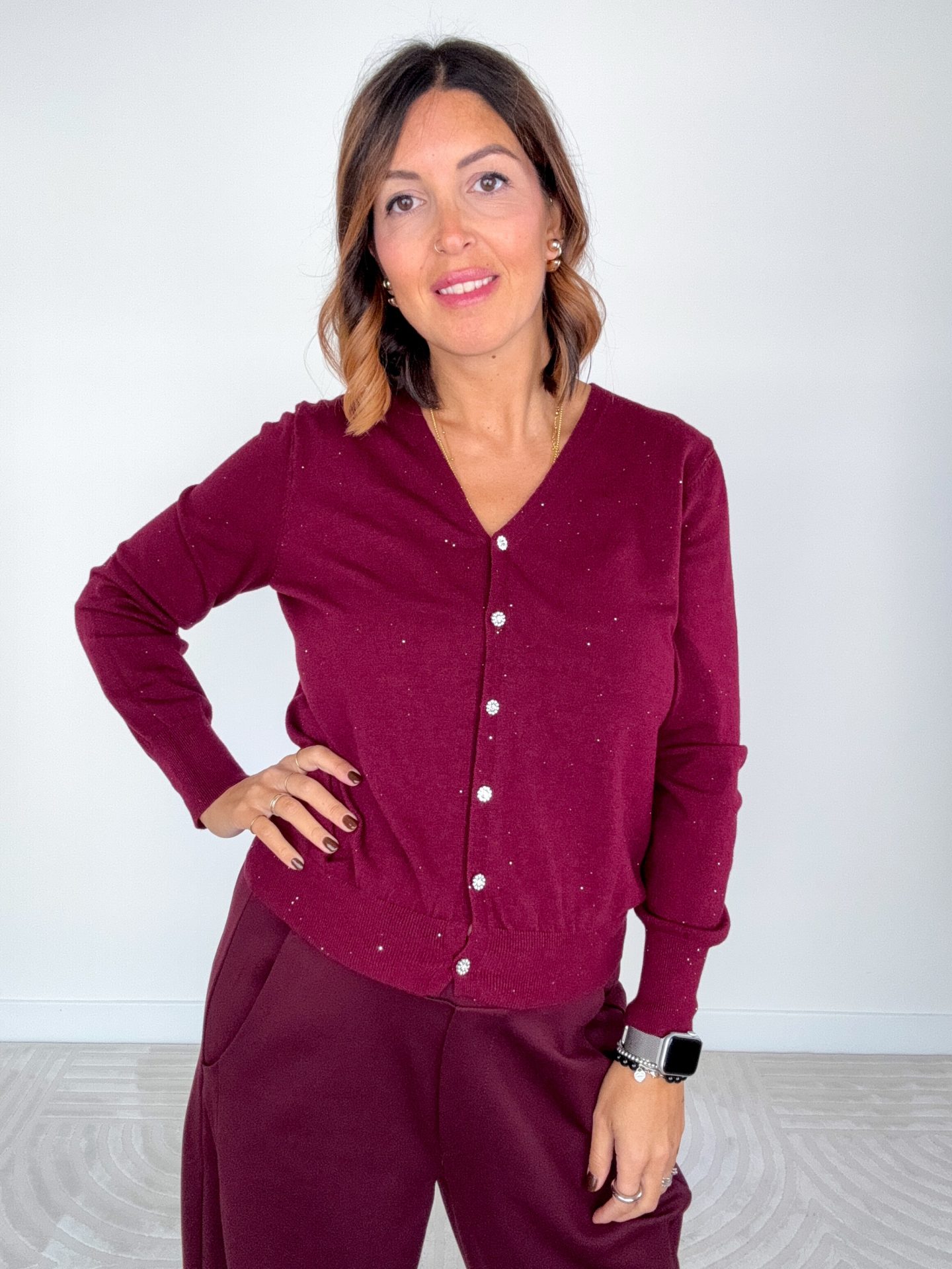 Cardigan Lurex Bordeaux - immagine 6