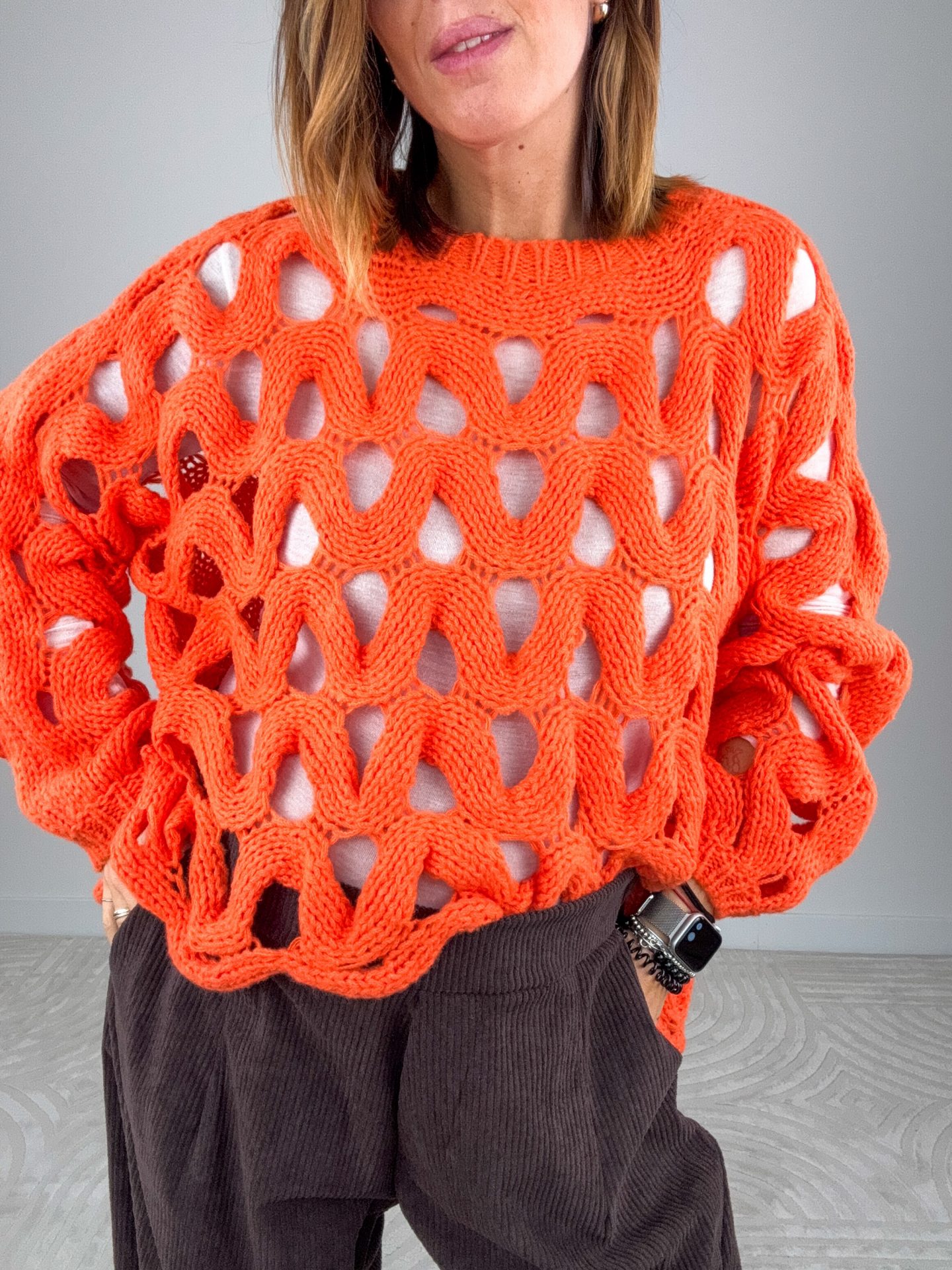 Pull Traforato Arancio - immagine 3