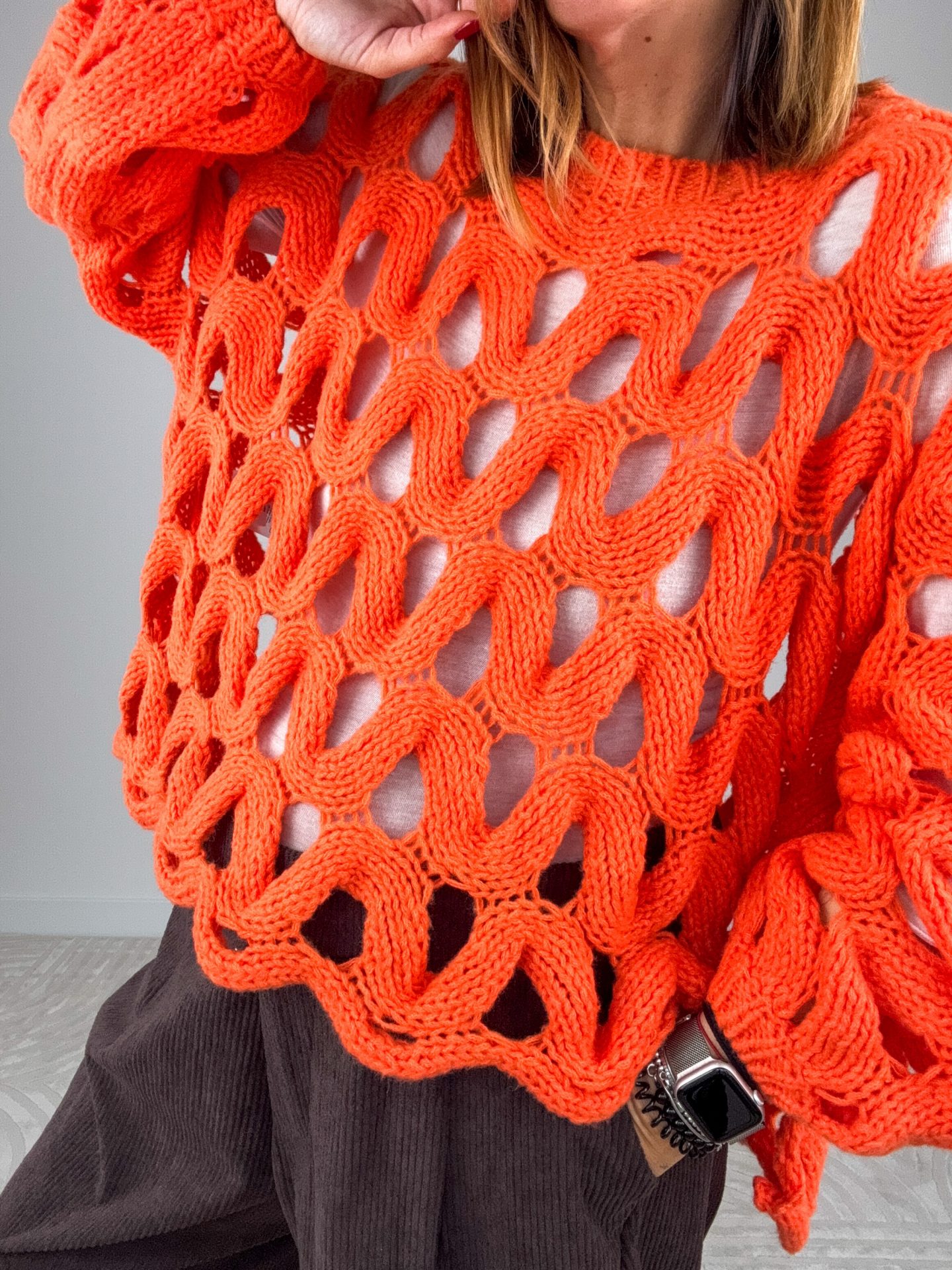Pull Traforato Arancio