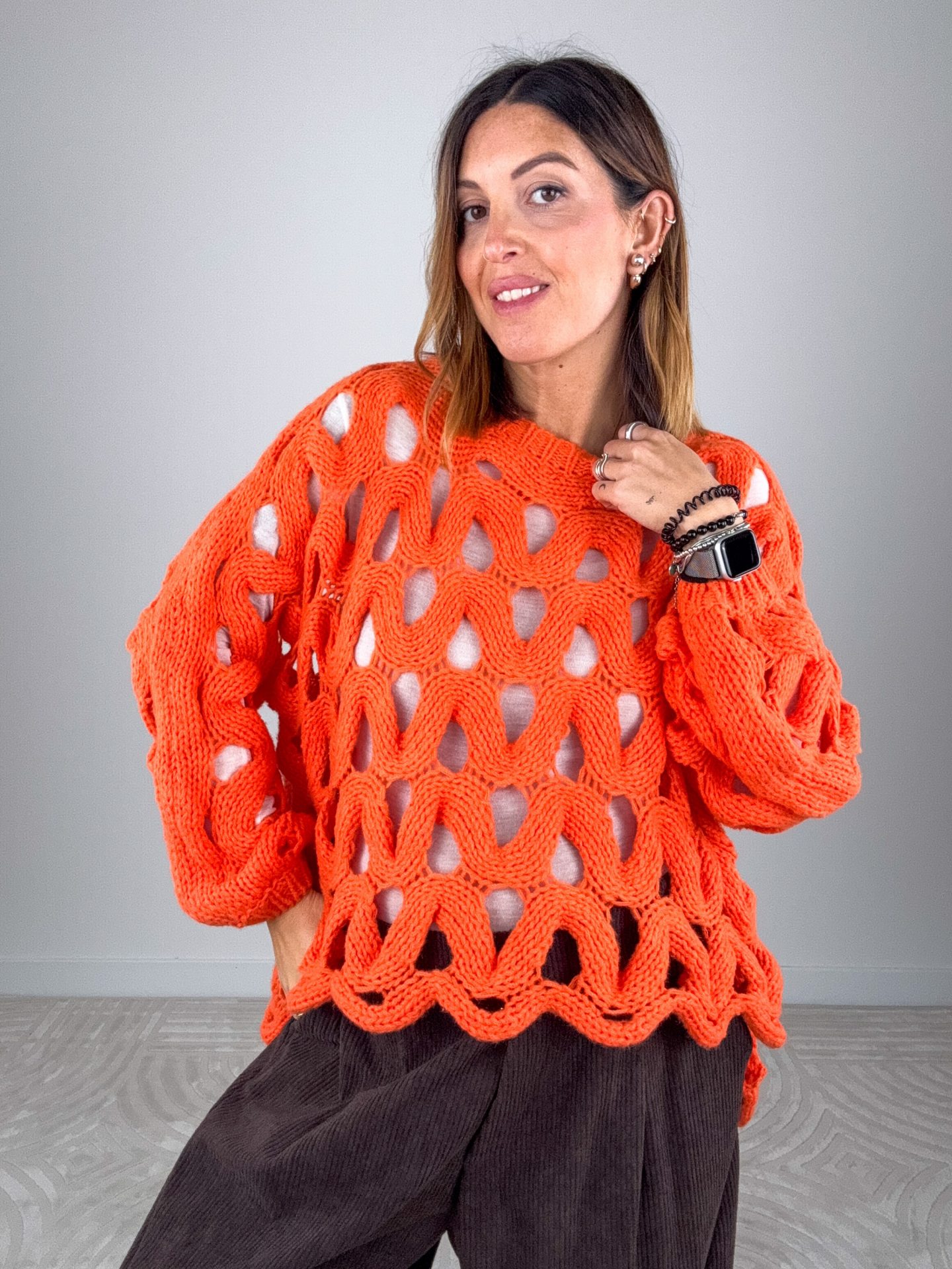 Pull Traforato Arancio - immagine 2