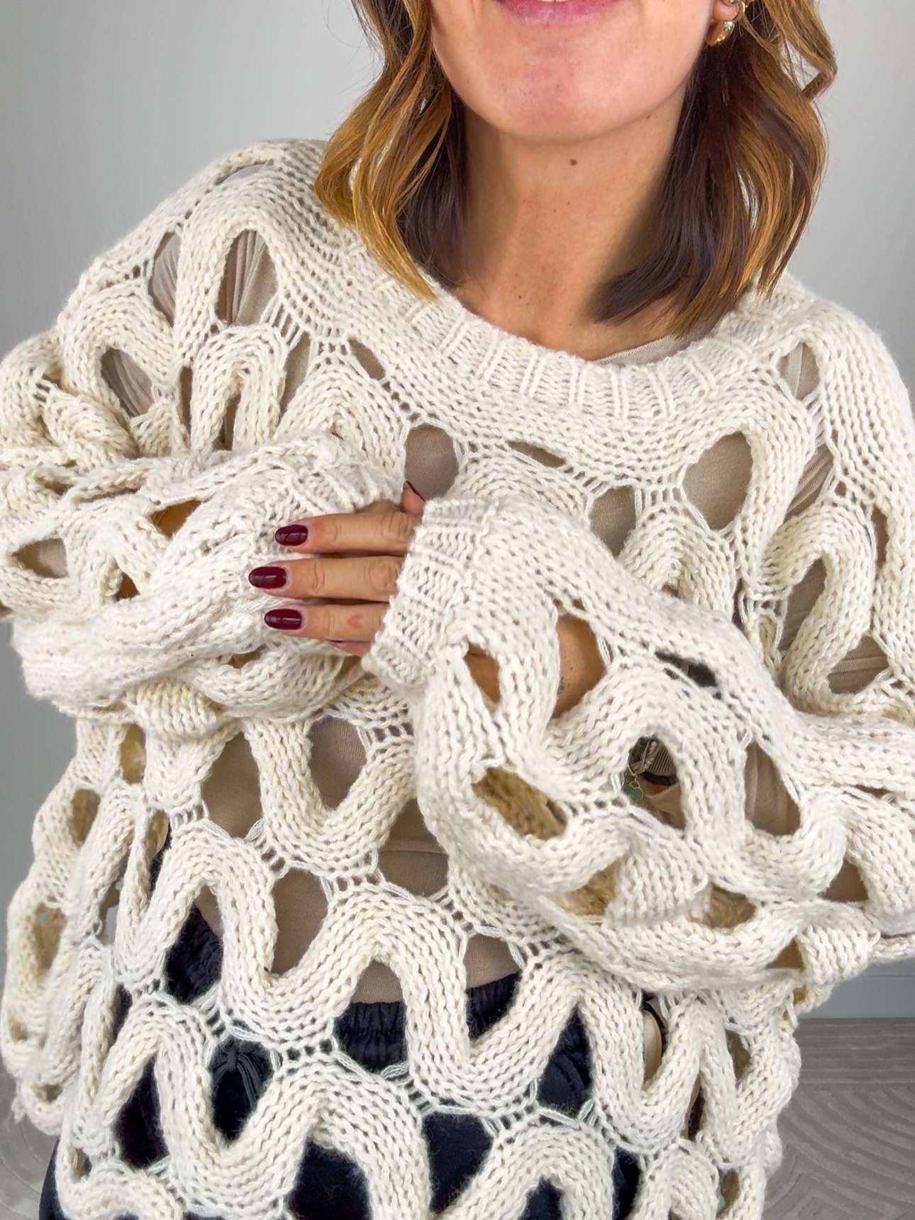 Pull Traforato Burro