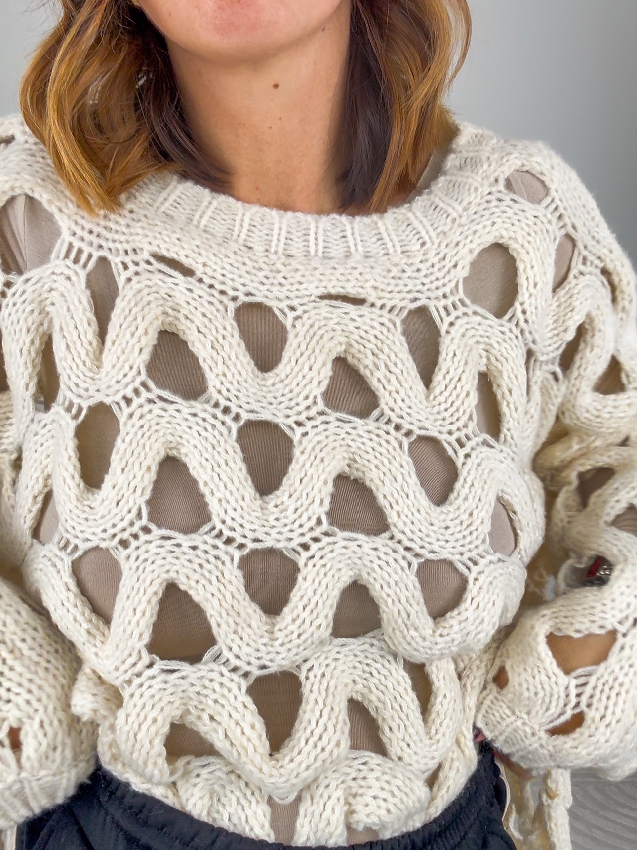 Pull Traforato Burro - immagine 3