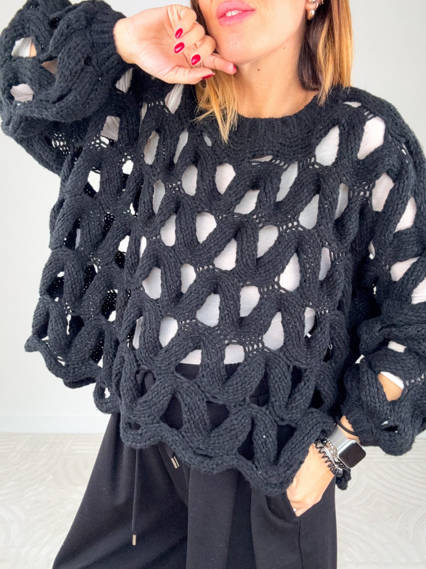 Pull Traforato Nero - immagine 8