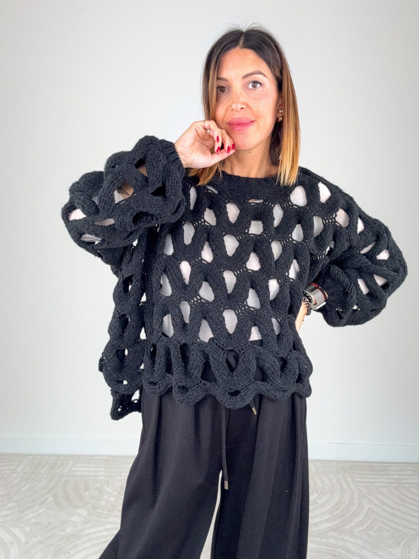 Pull Traforato Nero - immagine 11