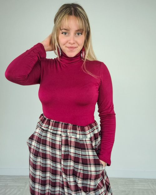 Basica Collo Alto Felpata Bordeaux