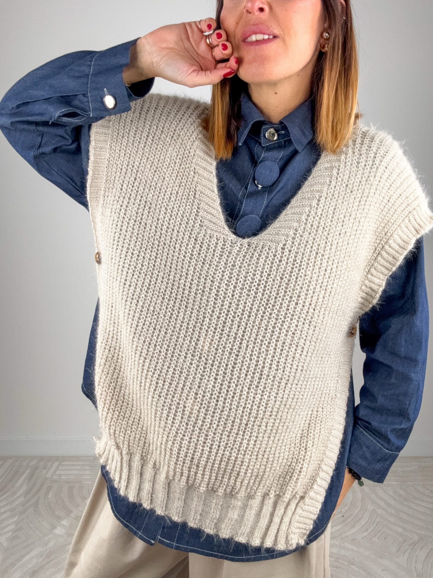 Gilet Fiammetta Panna - immagine 2