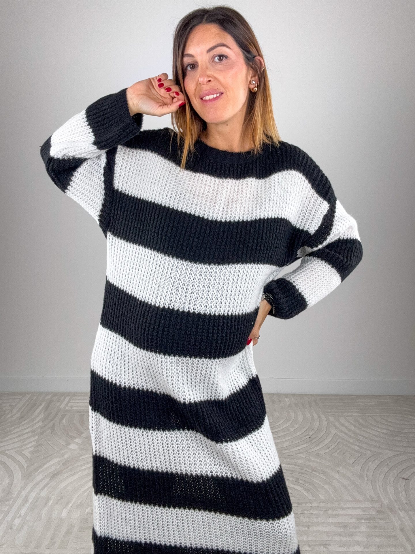 Maxi Abito Righe Nero - immagine 5