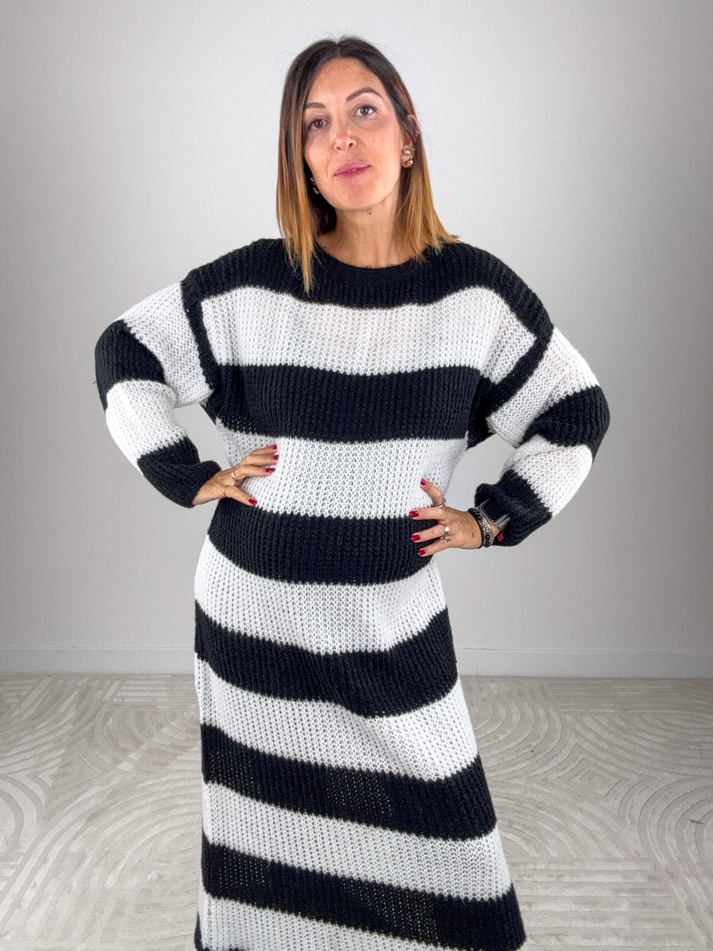 Maxi Abito Righe Nero - immagine 4