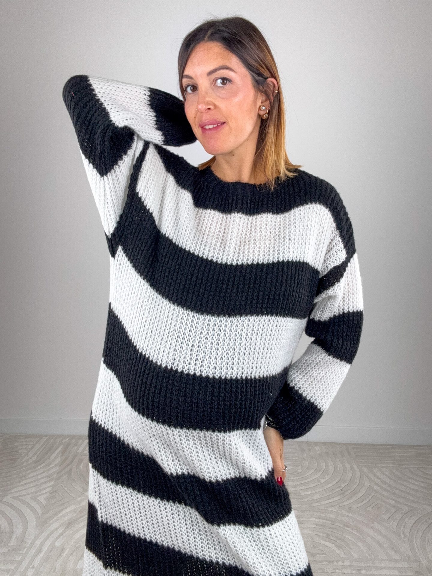 Maxi Abito Righe Nero - immagine 3