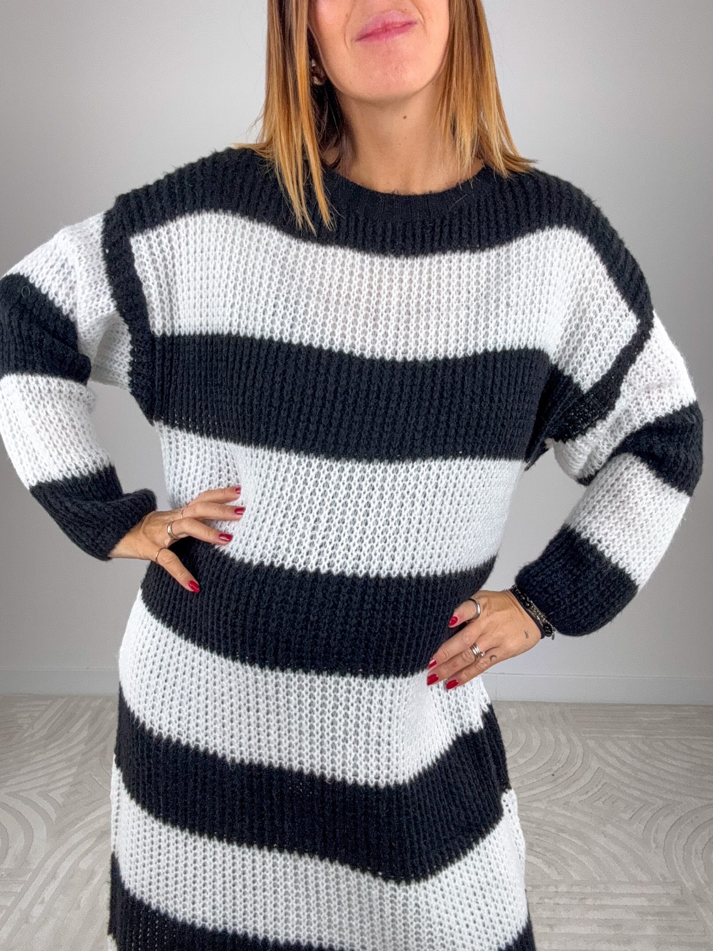 Maxi Abito Righe Nero - immagine 9