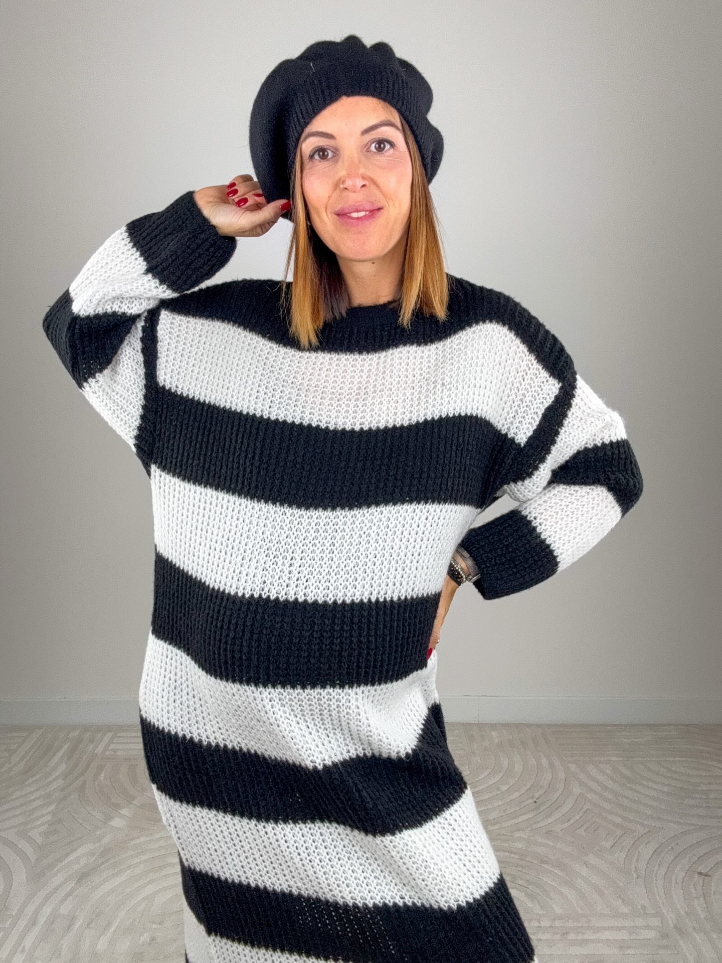 Maxi Abito Righe Nero - immagine 12