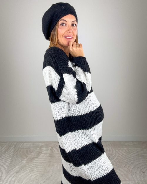 Maxi Abito Righe Nero