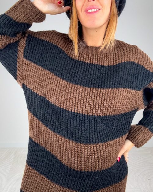 Maxi Abito Righe Ciocco