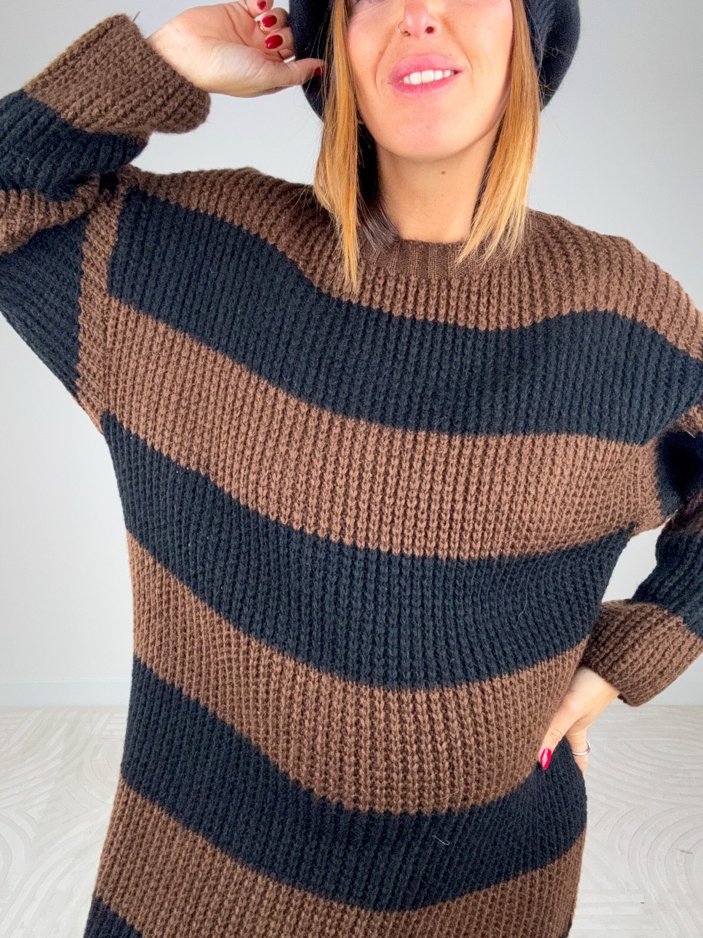 Maxi Abito Righe Ciocco