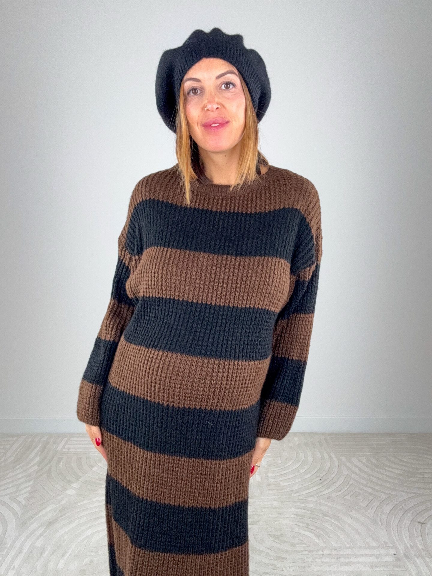 Maxi Abito Righe Ciocco - immagine 2