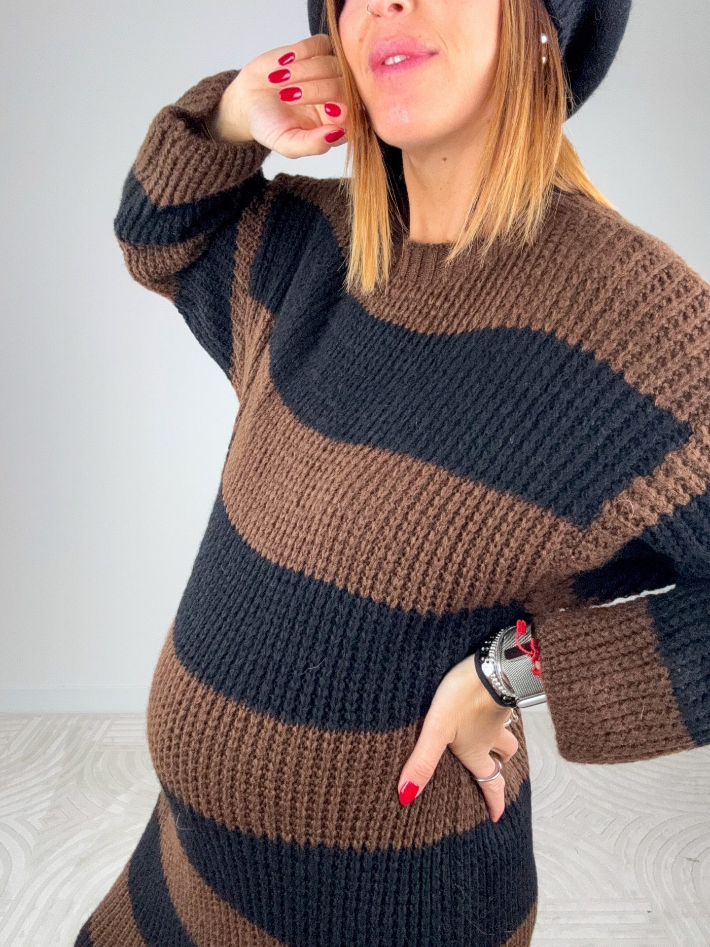 Maxi Abito Righe Ciocco - immagine 4