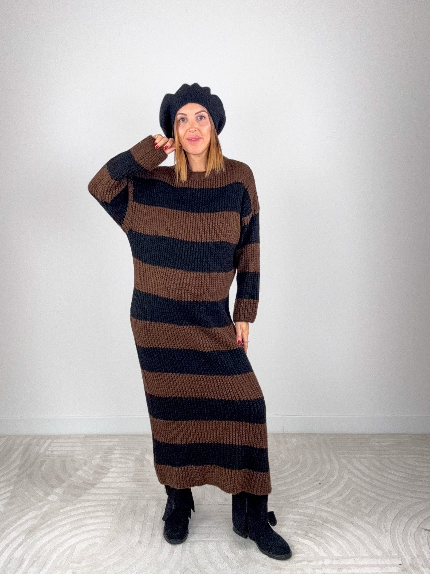 Maxi Abito Righe Ciocco - immagine 5