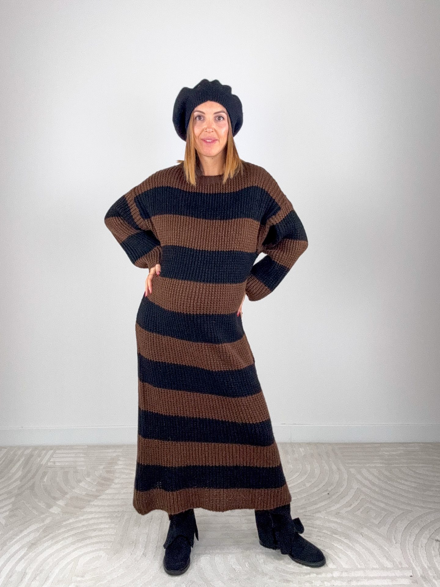 Maxi Abito Righe Ciocco - immagine 7