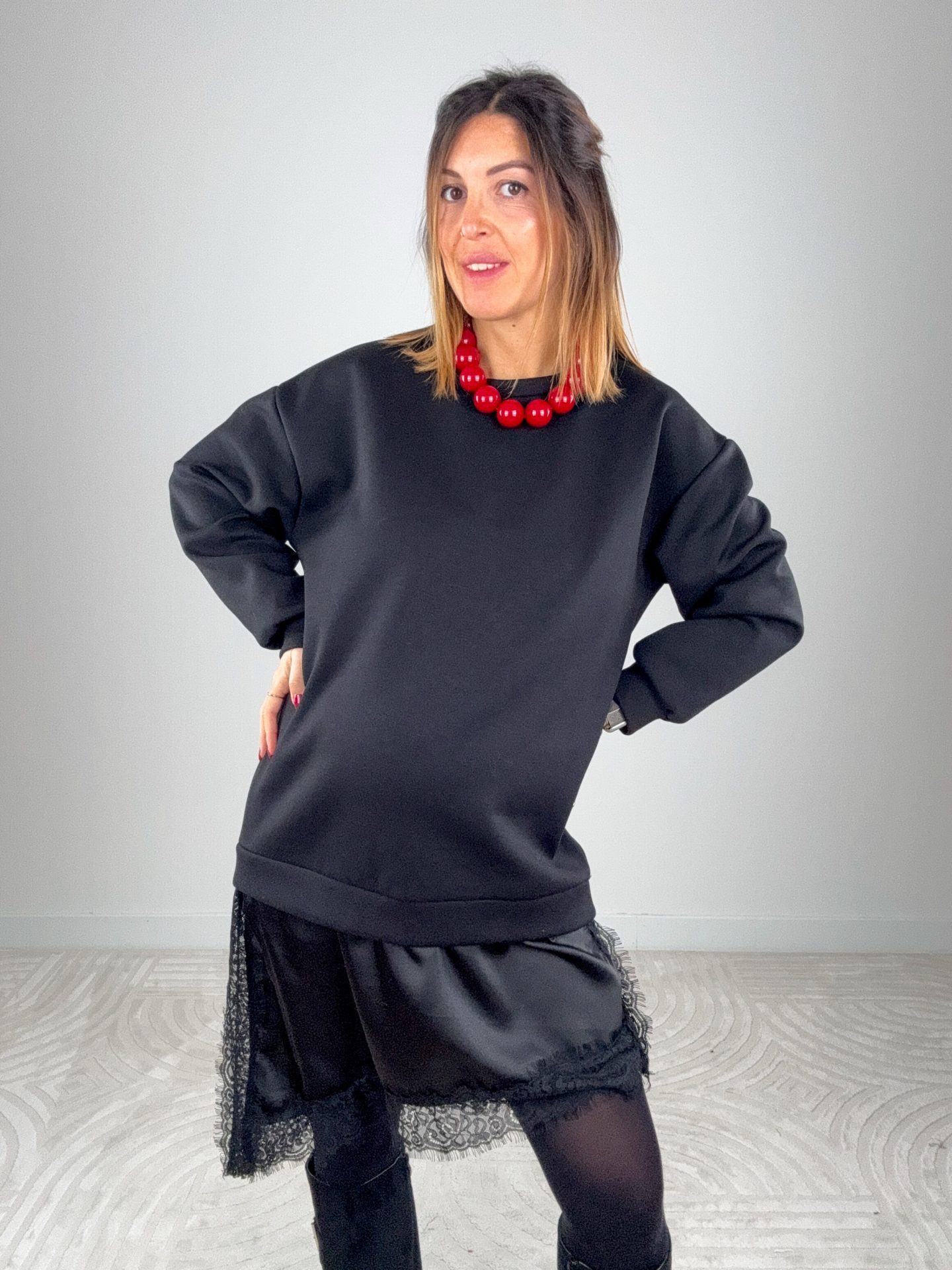 Abito Felpa Lingerie Nero