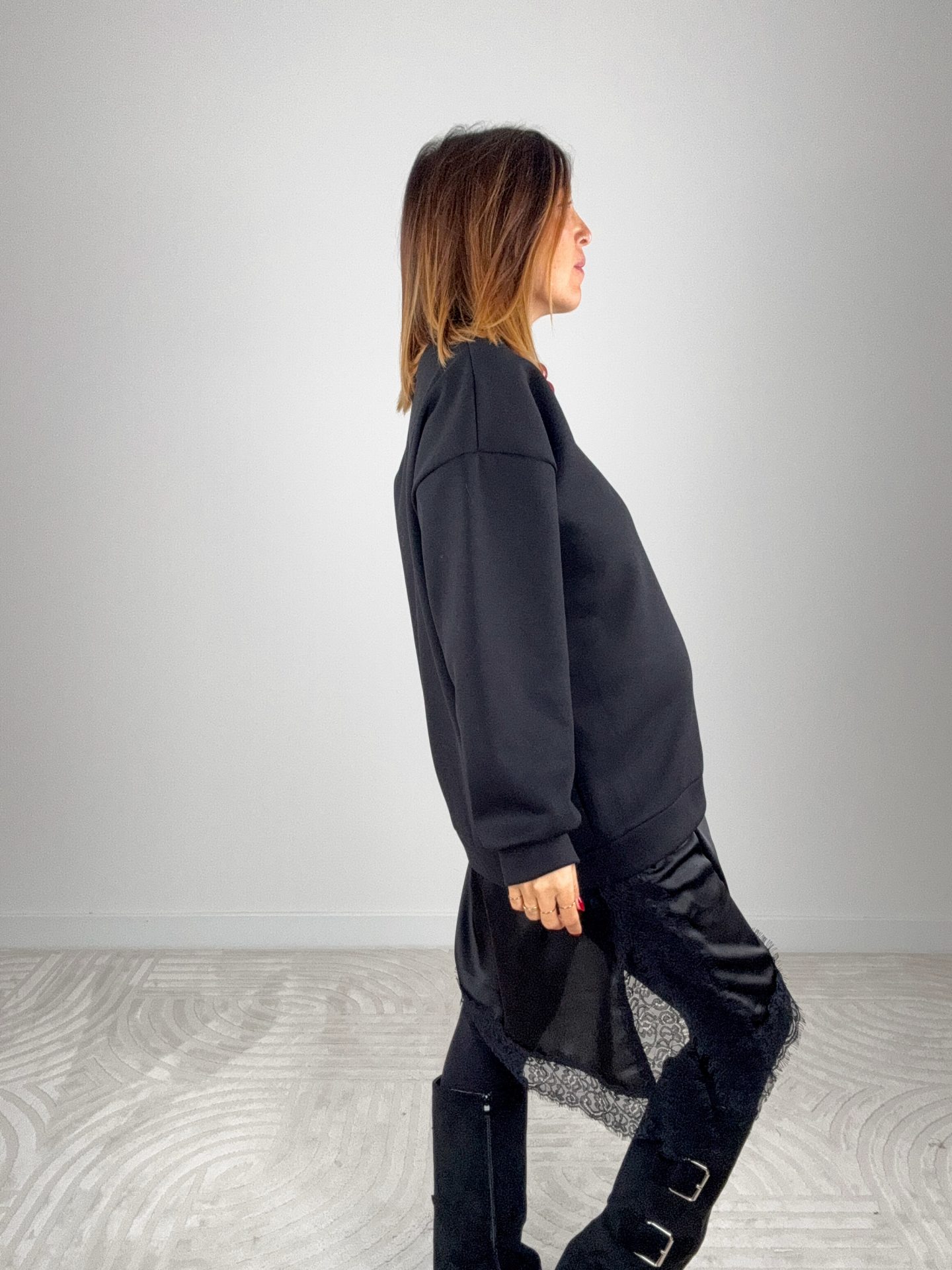 Abito Felpa Lingerie Nero - immagine 4