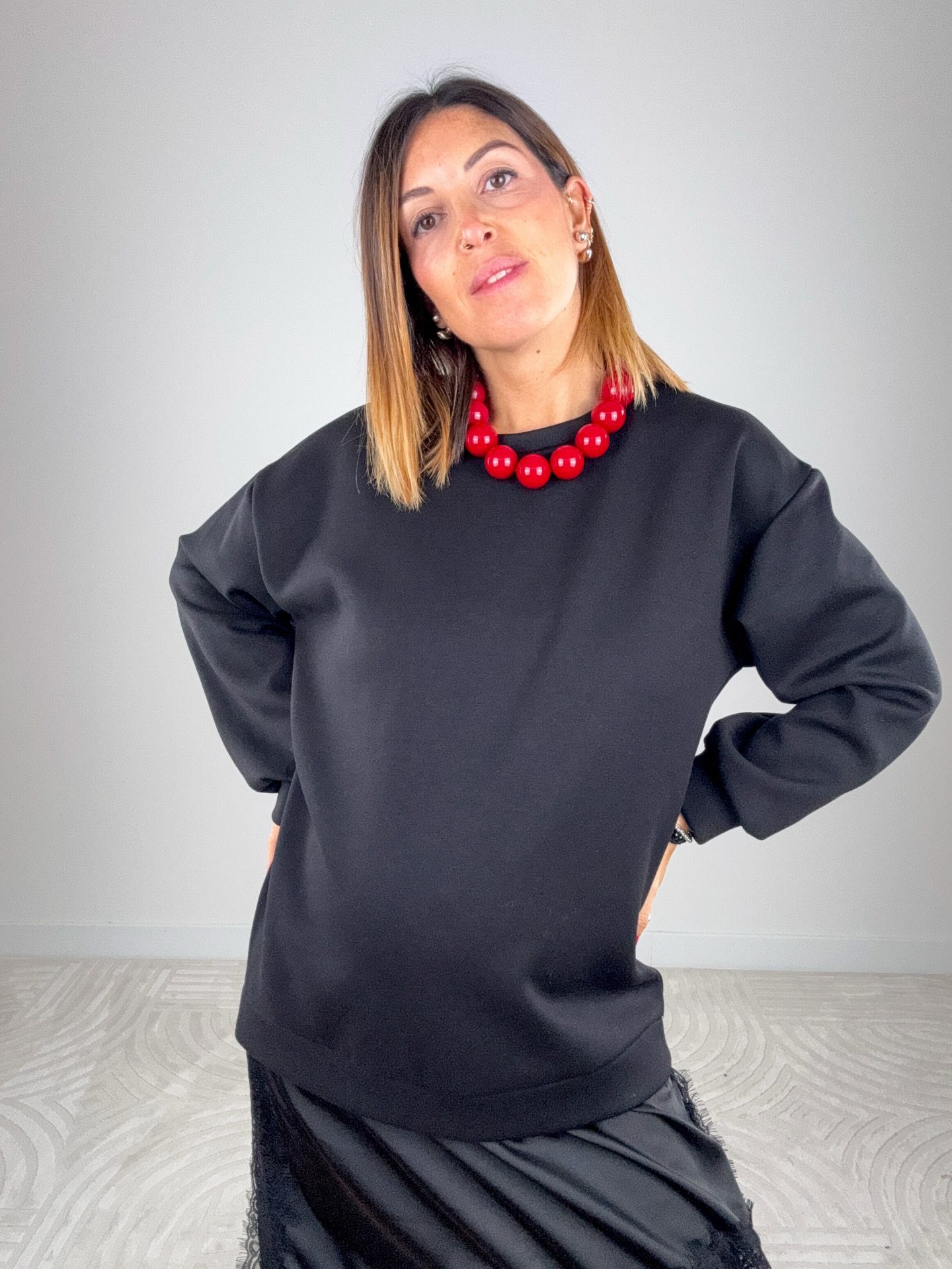 Abito Felpa Lingerie Nero - immagine 8