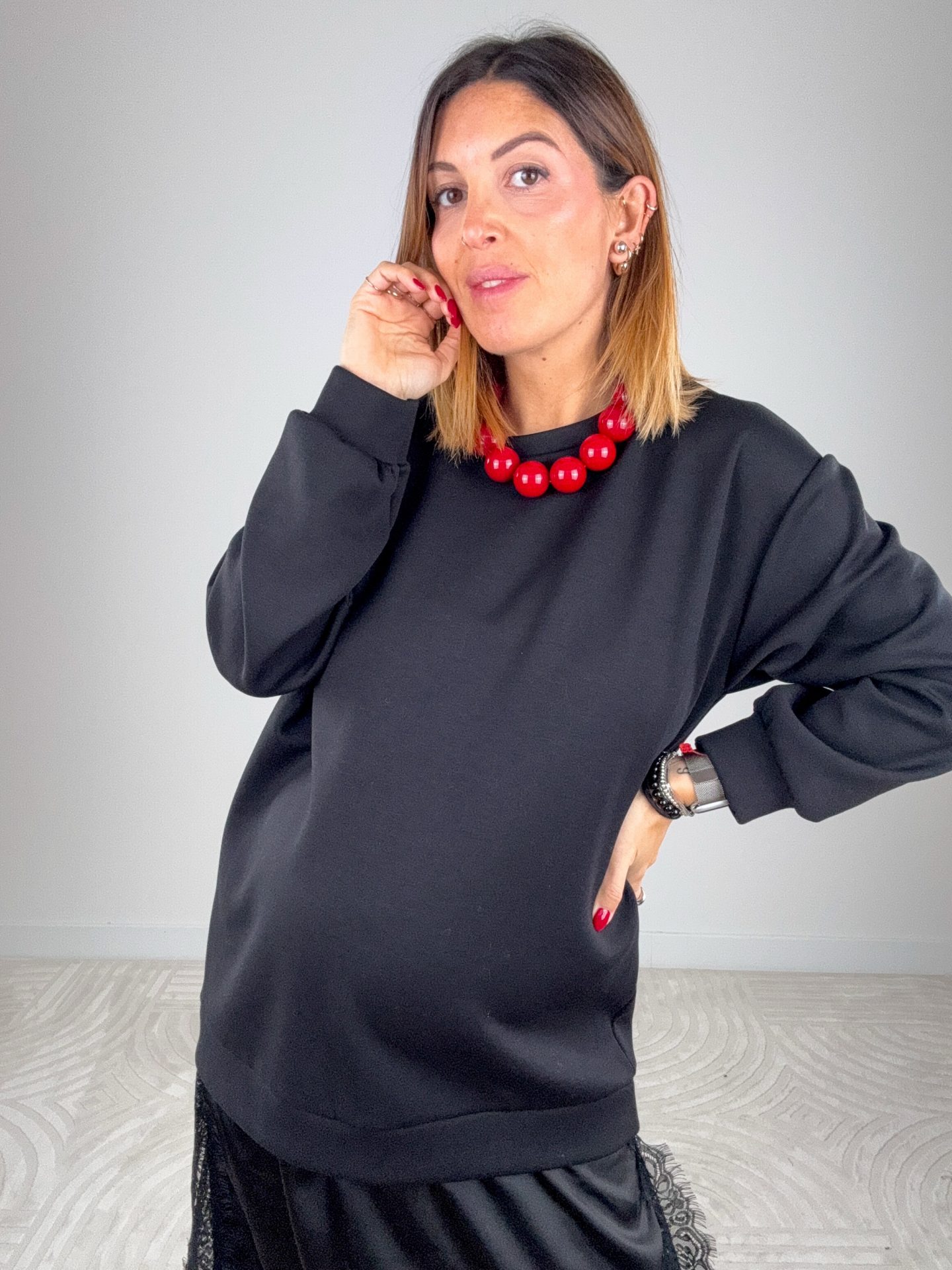 Abito Felpa Lingerie Nero - immagine 9